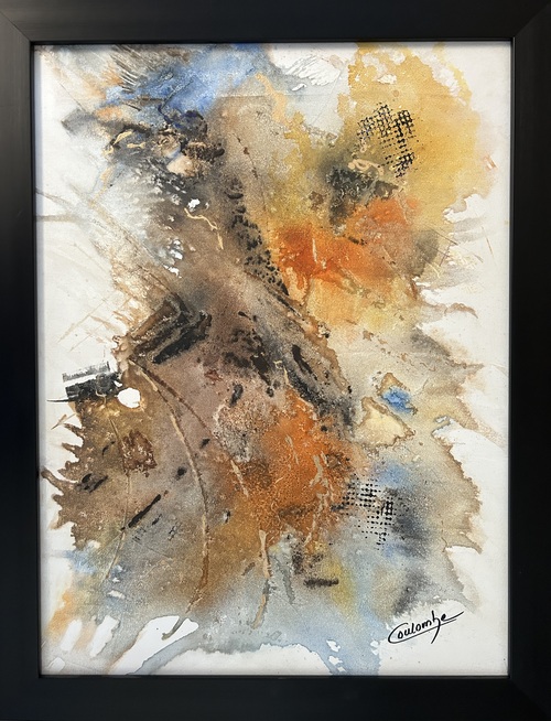 Cousu de fils d’or.  18 x 24.  Encdrée