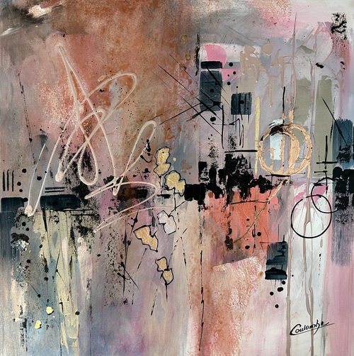 Vêtue de rose. 30 x 30