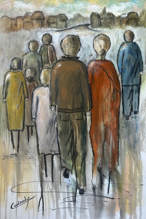 Avancer main dans la main. 36x24