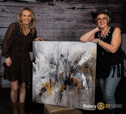 Soirée Rotary 2023 avec Cathy Savard, notaire qui a acheté le tableau