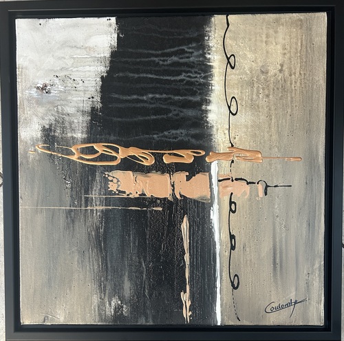 Duo cuivré #2. 20x20 encadré