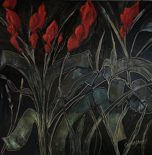 D’un rouge éclatant  36x36