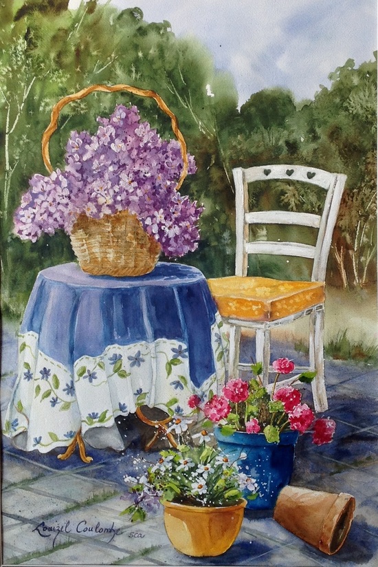 Lilas,lilas aquarelle sur papier 15 x 22