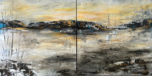 Dyptique Le calme dans la baie.  20x40